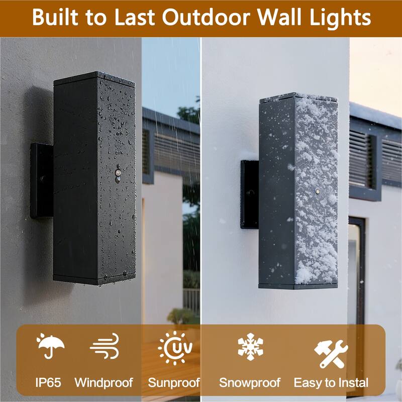 Anmytek Up Down Outdoor Wall Sconce with Motion Sensor Black Aluminum Clear Glass for Porch Patio Garage