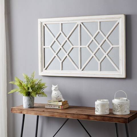 FirsTime & Co. Fairfield Vintage Farmhouse Window Mirror, American Crafted, Aged White, Mirror, 37.5 x 1 x 24 in