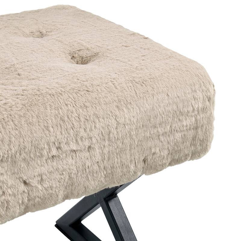 FauxFur Ottoman Vanity Stool 19"X19"X19".