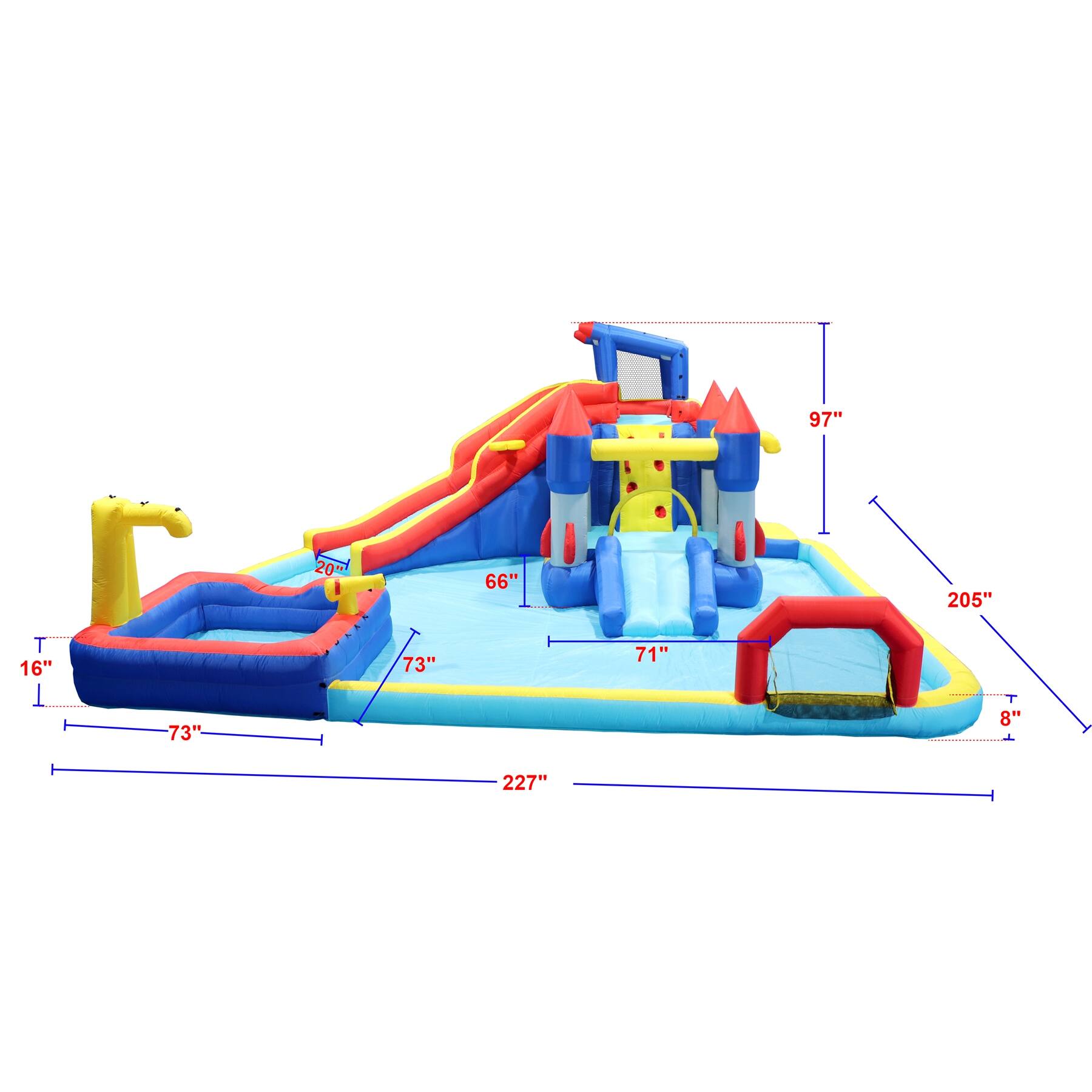 7 In1 Inflatable Slide Water Park Trampoline Bouncing House Yard - 227 ...