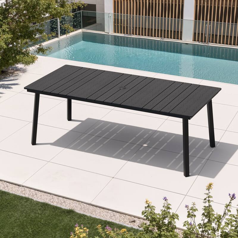 Crestlive Products Outdoor Rectangle Patio Dining Table with Umbrella Hole