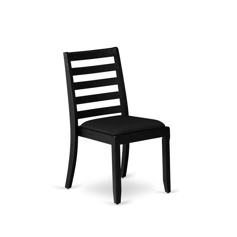 East West Furniture Dining Set Includes a Round Kitchen Table and Stackable Dining Chairs, Black (Pieces & Seat Type Options)