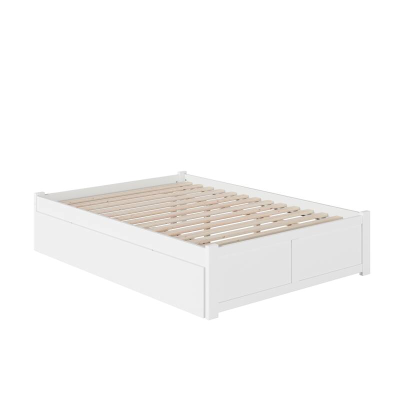 Concord King Platform Bed with Footboard & Twin XL Trundle in White