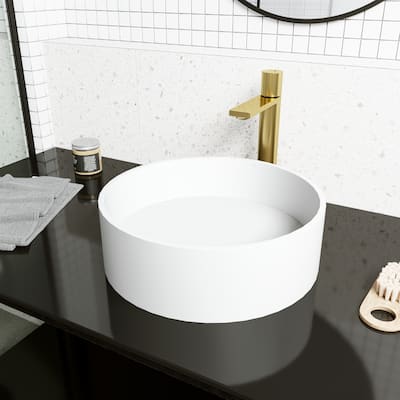 VIGO Montauk 15"L x 15"W MatteStone Vessel Sink and Gotham 12"H Faucet Set