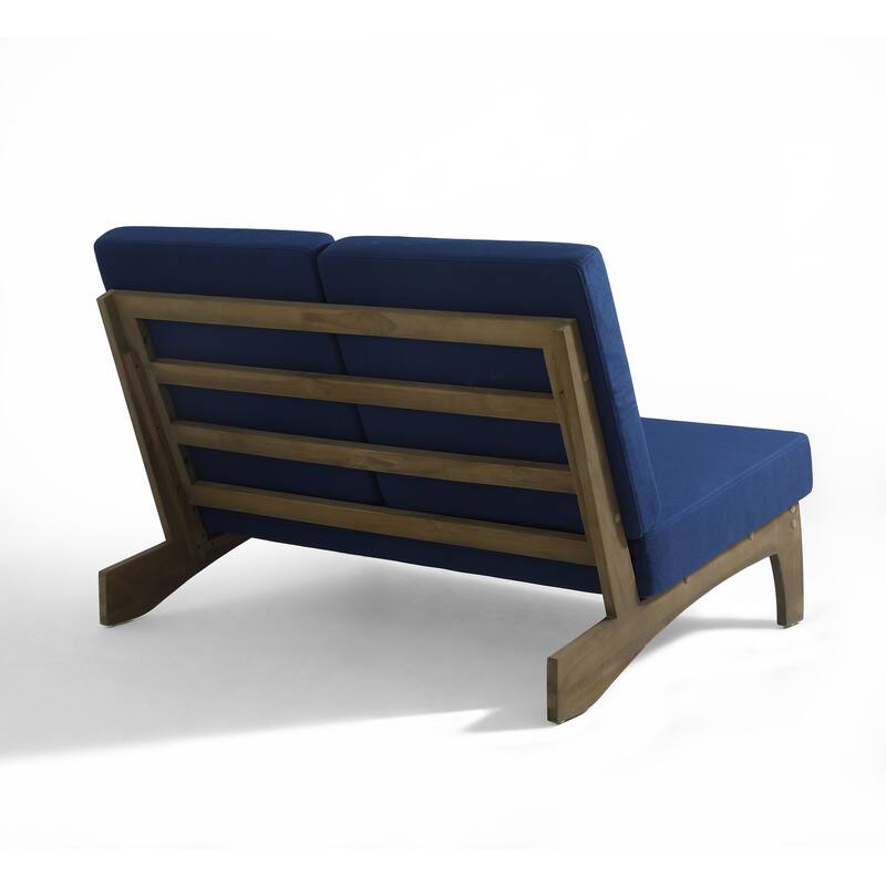 4 Set Outdoor Patio Teak Wood Club Chairs Loveseat with Cushion