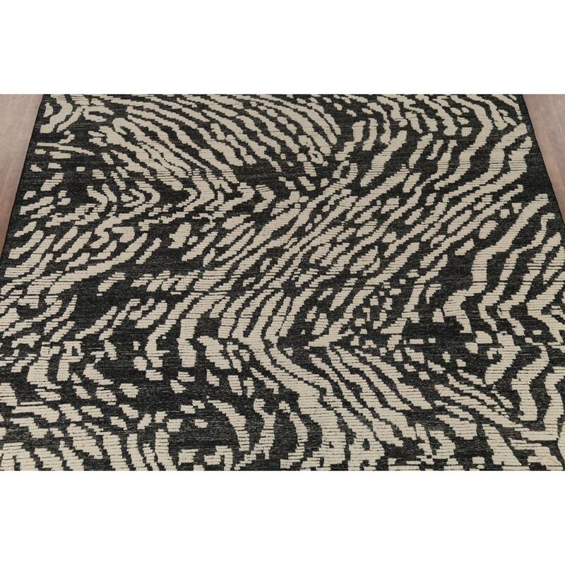 All-Over Abstract Moroccan Area Rug Handmade Wool Carpet - 9'1"x 12'0"