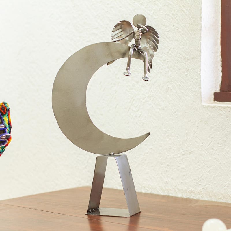 Novica Handmade Angel On High Recycled Auto Parts Sculpture