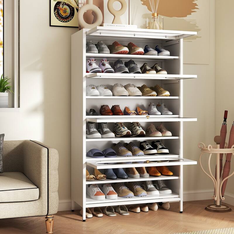 Entryway Shoe Storage Cabinet with 3/4 Flip Doors, Shoe Rack Organizer for Hallway