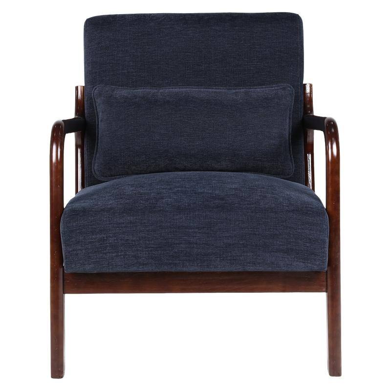 Mid-Century Modern Accent Chair with Solid Wood Frame and Detachable Lumbar Pillow for Living Room or Bedroom