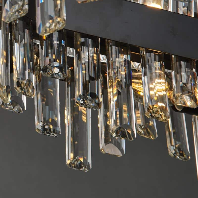 KAYLA 35in Dimmable Black Rectangle Crystal Chandelier - 35.4in