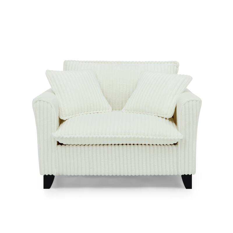 Roomfitters Corduroy Accent Chair with Pillow, Oversized Single Sofa Chair with Armrests and Soft Cushion, Modern Lounge Chair