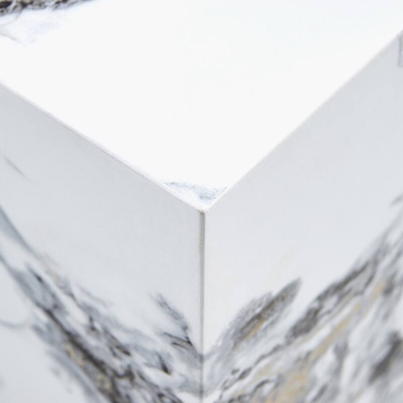 Modern Accent Table Cube Coffee Table with Faux Marble Patterned, End Table Dining Table for Living Room