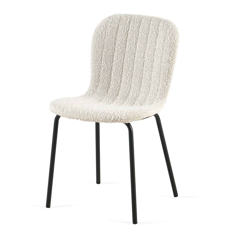 Boucle Dining Chairs Set of 4,Mid-Century Modern Upholstered PU Leather Chairs,for Kitchen Dining Room