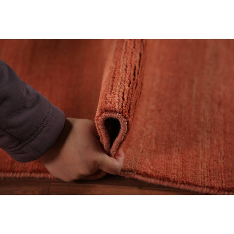 Orange Modern Gabbeh Area Rug Oriental Tribal Hand-Knotted Wool Carpet - 6'5" x 9'9"