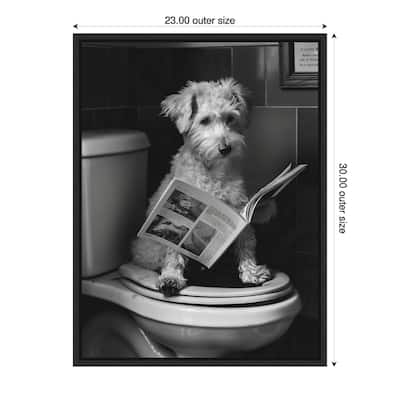 Good Boy Dog Toilet Art by Niky Rahner Framed Canvas Wall Art