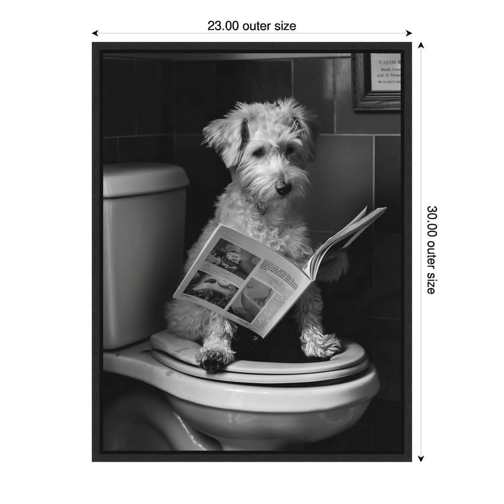 Good Boy Dog Toilet Art by Niky Rahner Framed Canvas Wall Art