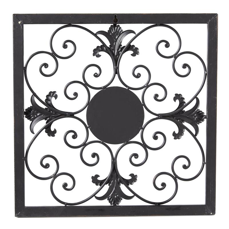 Metal Fleur De Lis Wire Scroll Home Wall Decor with Gold Accents - Set of 4 Brown - Roche River Decor