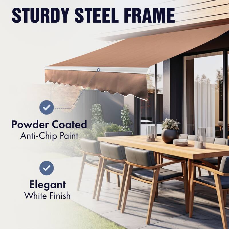 ALEKO Caribbean Motorized Patio Awning - White Frame - Red & White Striped - 16 x 10 Feet