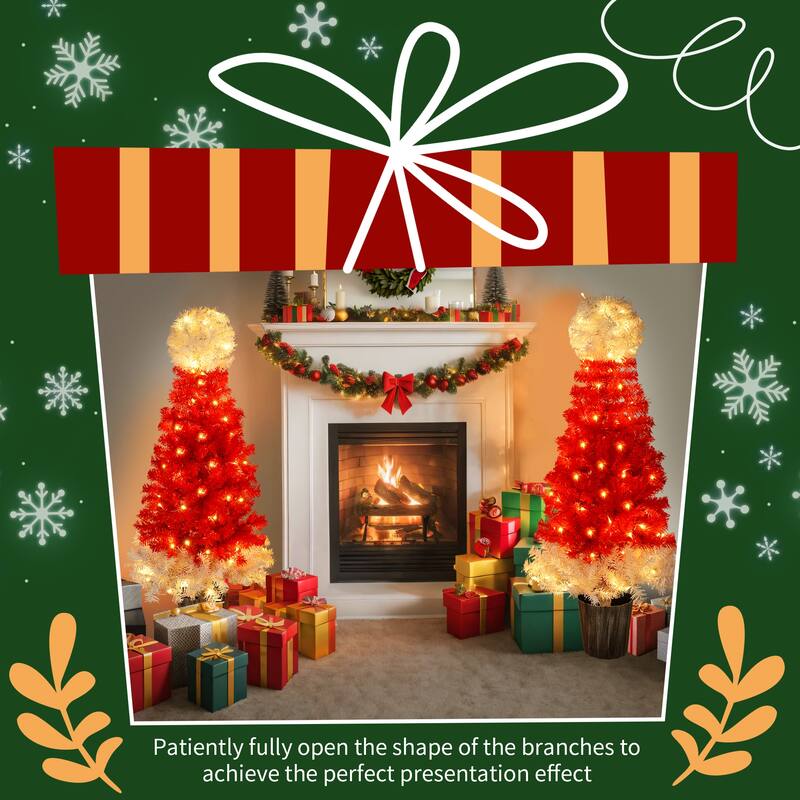 Festive Santa Hat Style Christmas Tree Set, Pre-Lit with 300 LED Lights