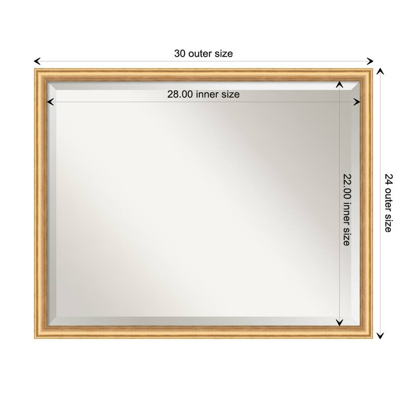 Salon Scoop Beveled Wood Framed Bathroom Vanity Wall Mirror - Salon Scoop Gold - Glass Size 28x22