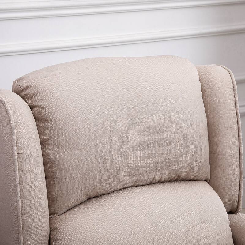Linen Upholstered Recliner Sofa with Heat & Dual Massage Motors, Manual Reclining & Remote Control
