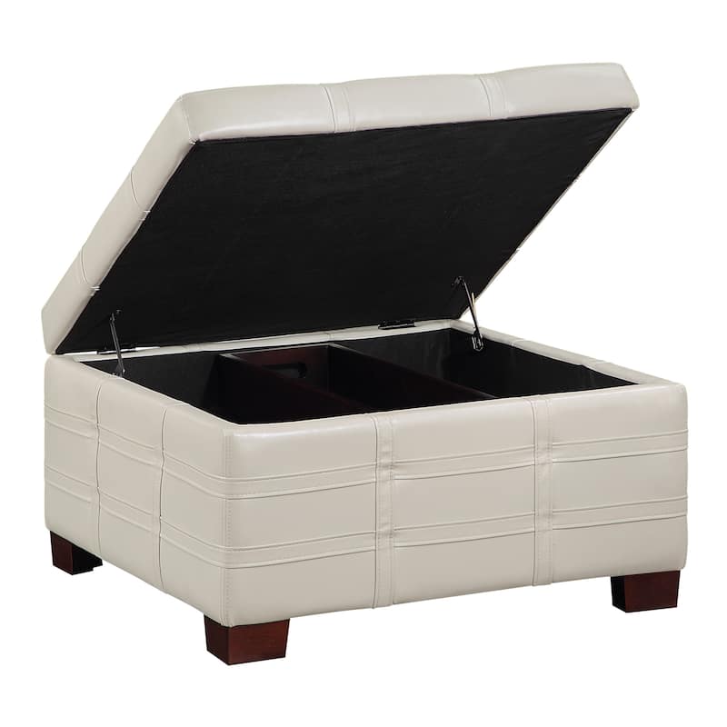 Detour Strap Square Storage Ottoman in Faux Leather