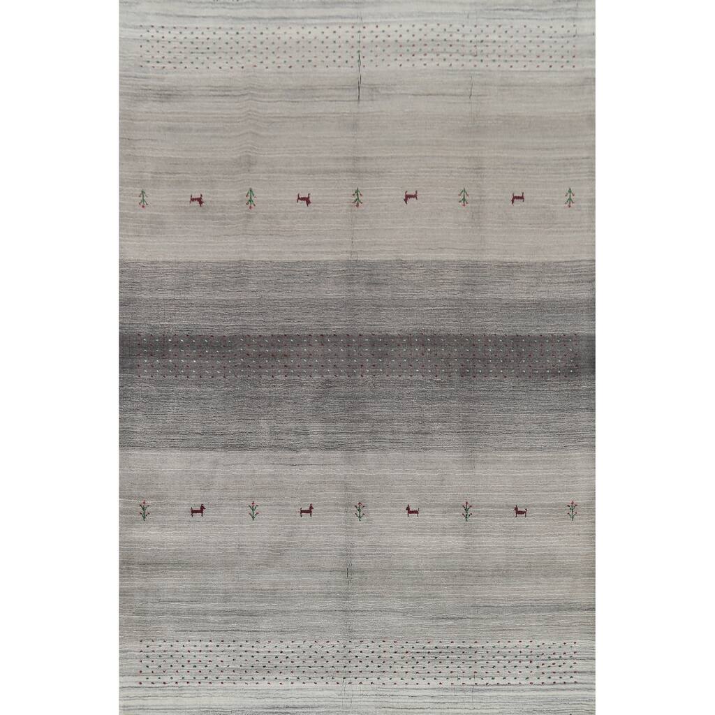 Tribal Striped Gabbeh Oriental Area Rug Handmade Wool Carpet - 5'9"x 8'1"