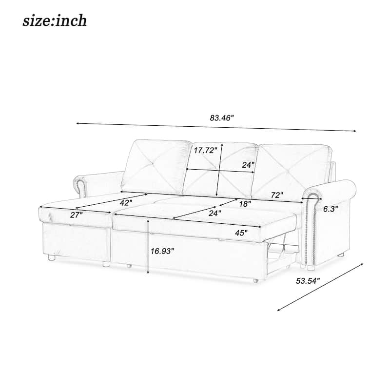 83" L-Shape Sectional Sofa with Storage Chaise