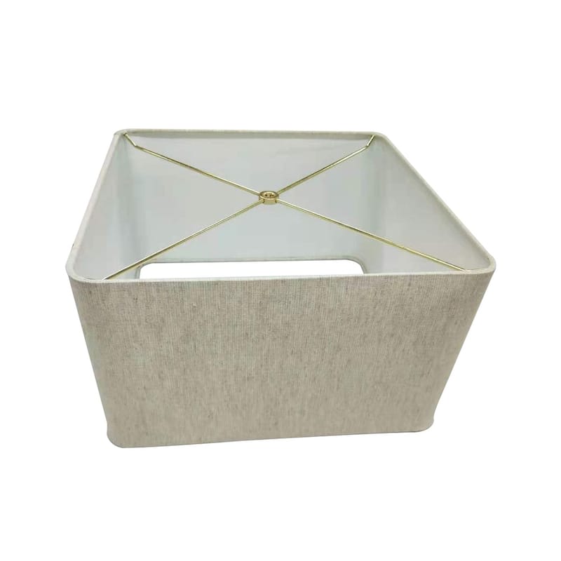 16x16x10 Rounded Corner Premiere Hardback Shallow Square Drum Lampshade Textured Oatmeal - 16"W