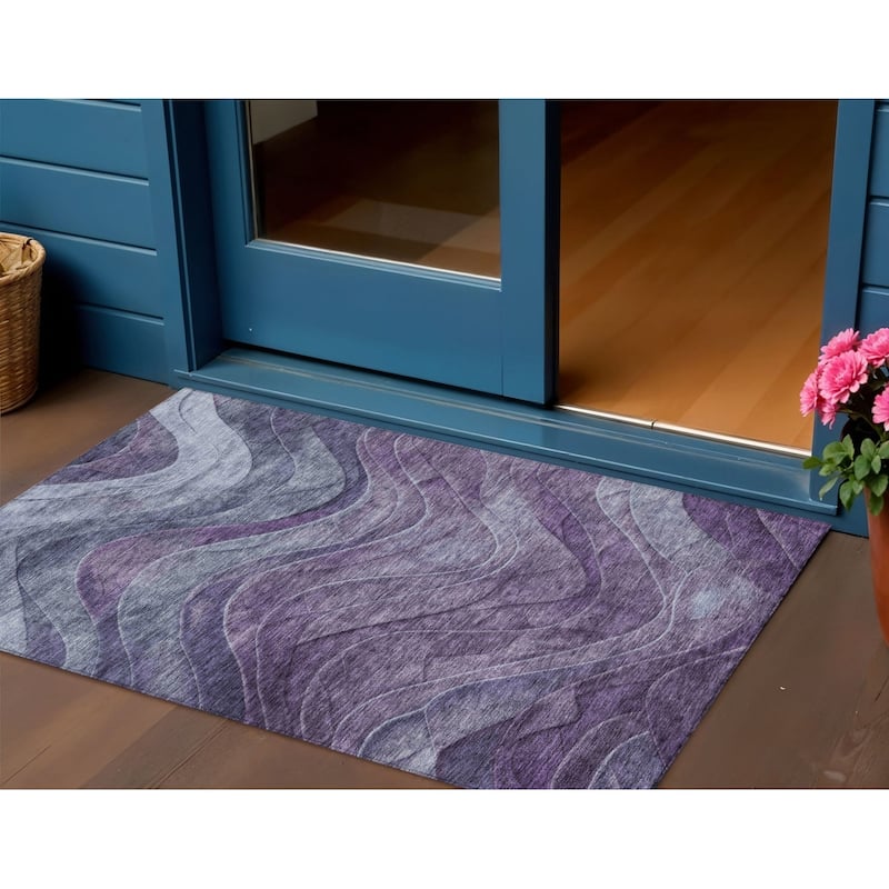 HomeRoots Abstract Transitional Rectangle Outdoor Rug - 3' x 5'