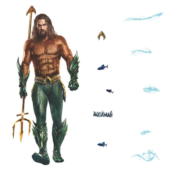slide 2 of 4, Green & Orange & Yellow Aquaman Giant Wall Decals by RoomMates