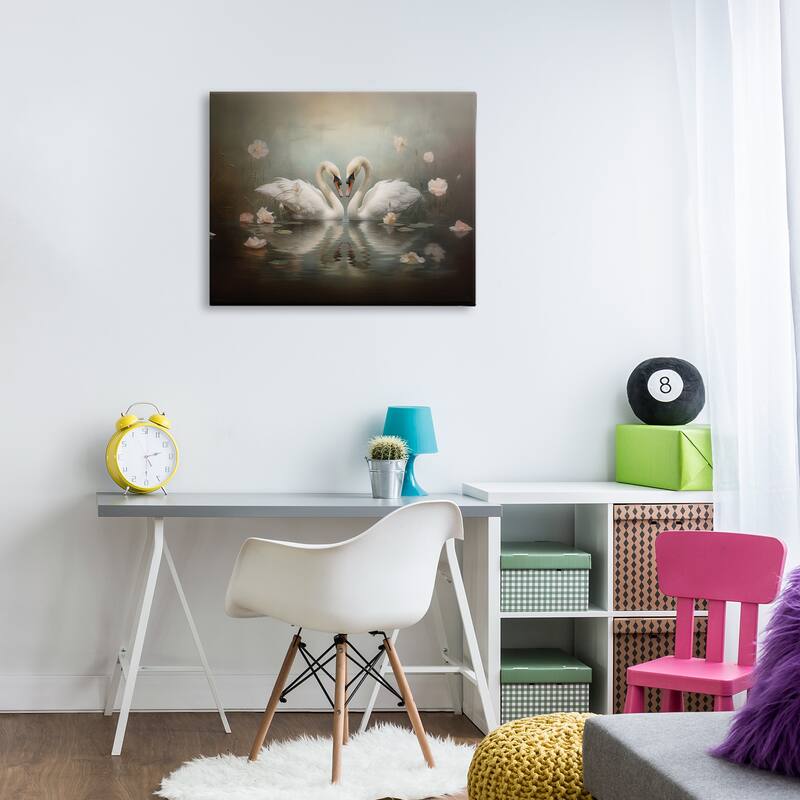 Stupell Romantic Swans Reflection Canvas Wall Art Design By Arlington Prints