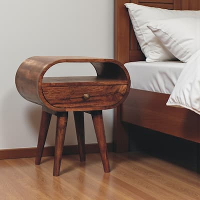 HomeRoots 21" Brown Solid Wood Oval One Drawer Nightstand