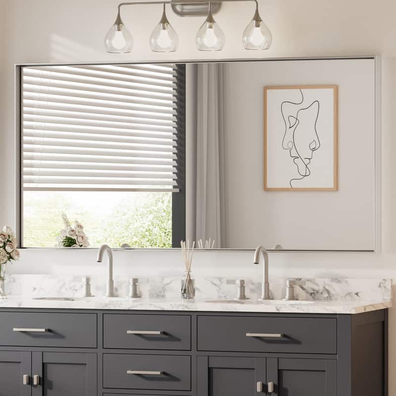 Keonjinn Aluminum Framed Wall Mount Bathroom Vanity Mirror