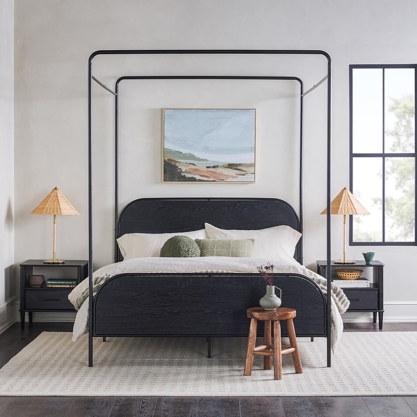 Middlebrook Designs Modern Curved Metal Queen Canopy Bed - Bed