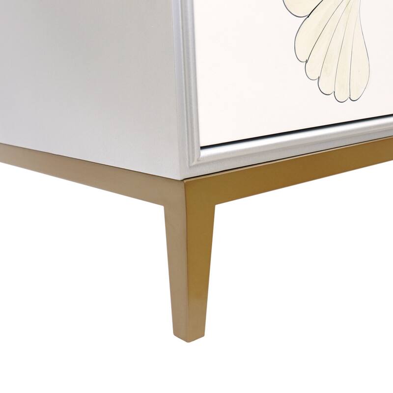 Pasargad Home Pearl Wood Nightstand with Metal Frame