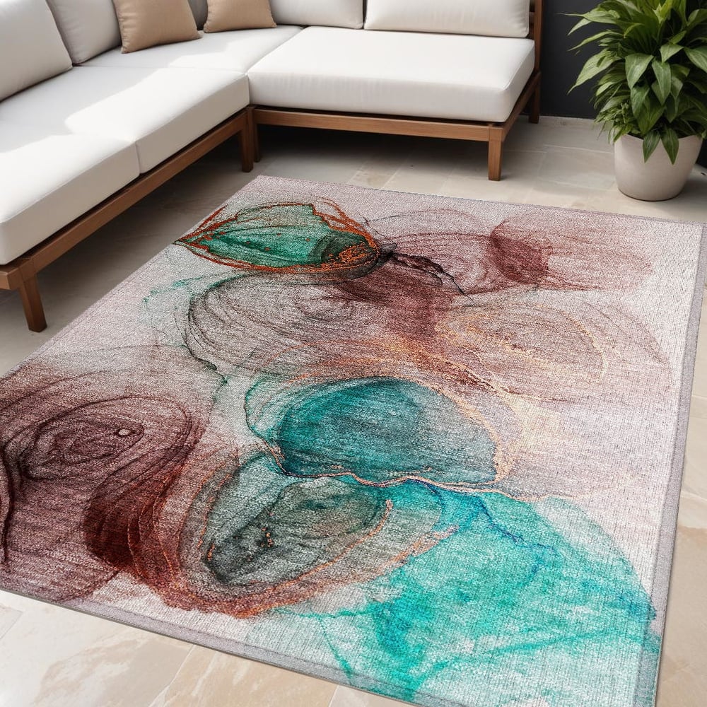 Gane Unique Abstract Weather Resistant Versatile Elegance Outdoor Rug