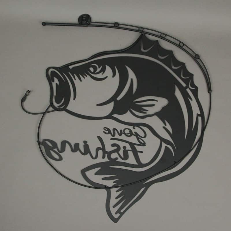 19 Inch Laser Cut Metal Bass Sign Home Decor Vintage Wall Hanging Art