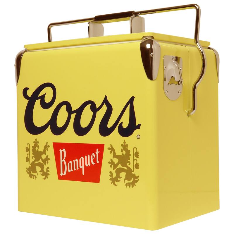 Coors Banquet Retro Ice Chest Cooler W/Opener 13L (14 qt) Yellow & Silver