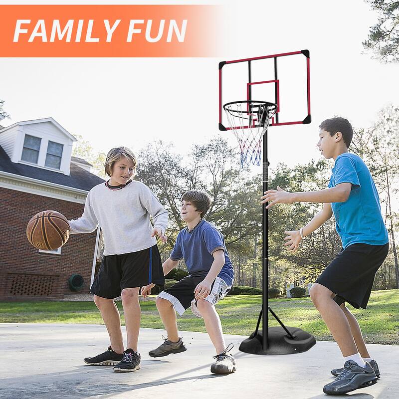 Anmytek Portable Basketball Hoop System with 32 Inch Backboard Adjustable Height Outdoor Indoor Basketball Goal with Wheels