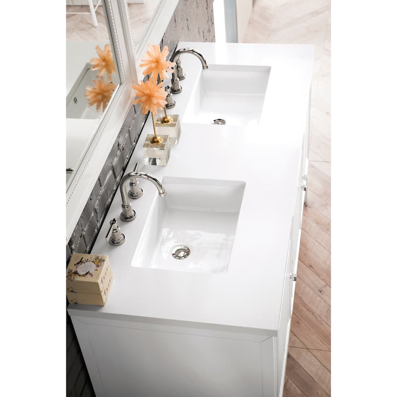 James Martin Vanities Athens 60" Double Vanity Cabinet, Glossy White