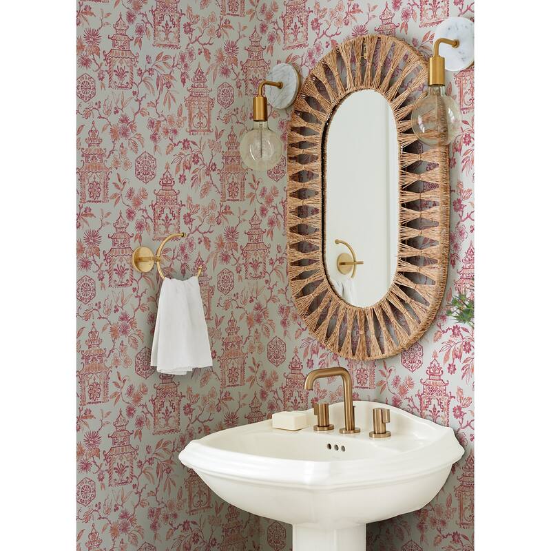 A-Street Prints Helaine Coral Pagoda Wallpaper