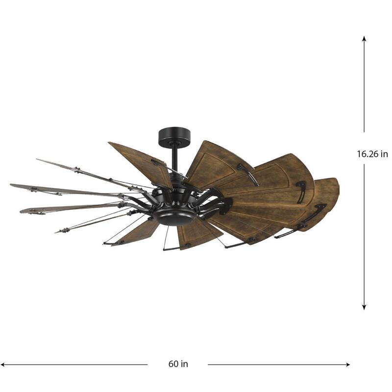 Springer II Collection 60-in Twelve-Blade Architectural Bronze Modern Farmhouse Windmill Ceiling Fan - 60 in x 60 in x 16.26 in