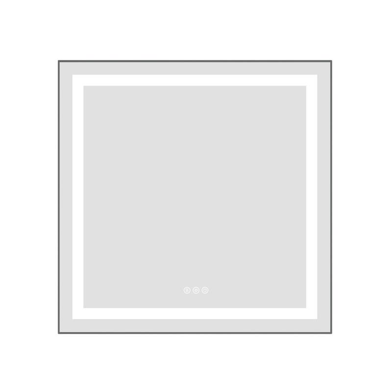 30" x 30" LED Bathroom Mirror with Front and Backlight, Wall Mounted Vanity Mirror with Aluminum Frame, Anti-Fog