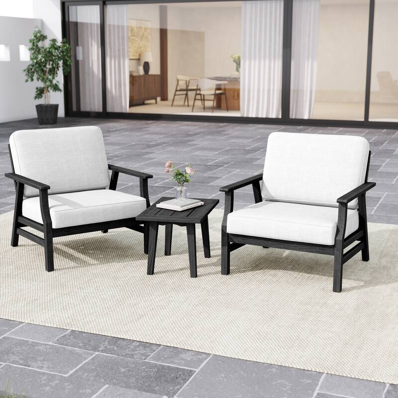 3-piece Cushioned Outdoor Club Chiars With Side Table