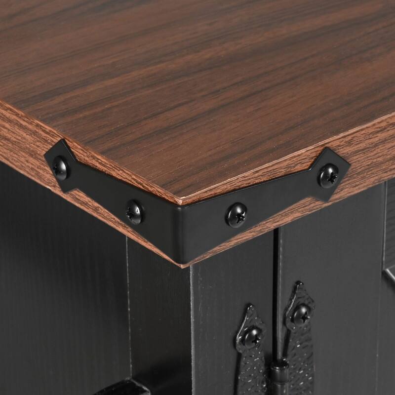 Farmhouse 54" Kitchen Island Cart with Drop Leaf Power Outlet, Rolling Kitchen Island on 4 Large Wheels with Spice Rack