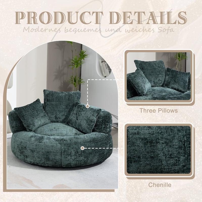 Roomfitters Bean Bag Gaming Chair with 3 Pillows, Soft High Back Lazy Sofa for Indoor and Outdoor Bedroom or Office Use