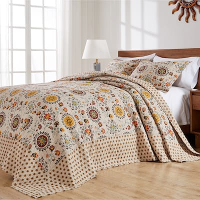 Greenland Home Fashions Andorra Cotton 100% Cotton Reversible 3-Piece Bedspread Set