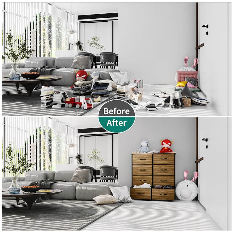 Modern Wide Dresser Storage Tower with 8 Drawers