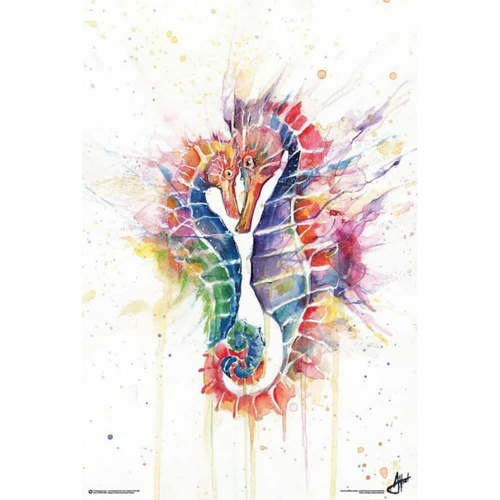 Sanguine Seahorses by Marc Allante Art Poster - 24 x 36 Inch